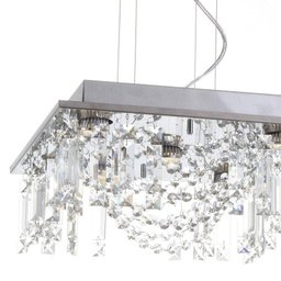 Pendente Eugene - Lâmpadas Gu10 - Em Aço Inox E Cristal Importado - 90x38 cm - 5