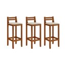 Ver imagem 1 de Kit 3 Banquetas em Madeira Maciça Ibiza Balcão 98 Cm com Encosto - Malbec Assento Off White