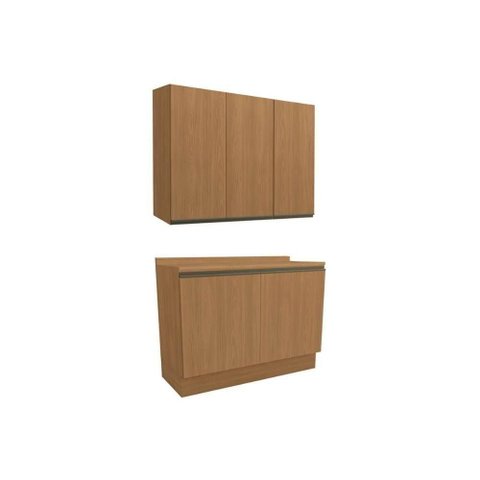 Cozinha Modulada Completa Maxxi 3 Peças 1 Aéreo + 1 Balcão + Complemento C3p36 Canela