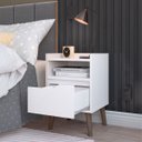 Ver imagem 2 de Mesa de Cabeceira Retrô com Pés Palito de Madeira Gabriela:branco