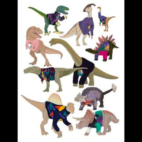 Dinosaurs In 80s Jumpers Canaleta 53x80cm Preta