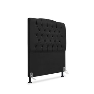 Cabeceira de Cama Box Solteiro 90 Cm Dunas - Veludo Preto.