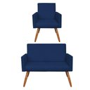 Ver imagem 1 de Kit Poltrona e Namoradeira Nina Suede Azul Marinho