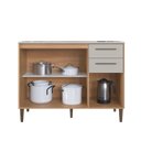 Ver imagem 6 de Balcão para Cozinha 120cm com Tampo 3 Portas 2 Gavetas Jade Marrom/Freijó/Arenas