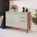 Ver imagem 2 de Balcão para Cozinha 120cm com Tampo 3 Portas 2 Gavetas Jade Marrom/Freijó/Arenas