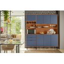 Ver imagem 2 de Cozinha Viena 7 Portas 3 Gaveteiros C/ Espaço para Microondas e Vinhos - Jequitiba/azul Lord