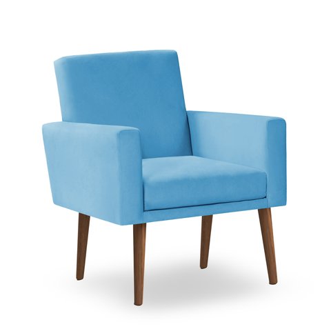 Poltrona Decorativa Nina Suede Azul Turquesa - Inova Decor Inova Decorações