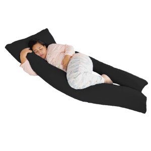 Travesseiro de Corpo Gigante 190x80cm Com 2 Capas De Algodão - Preto