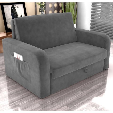 Sofá Cama Monte da Serra 2 Lugares 140cm Cinza Veludo Matrix