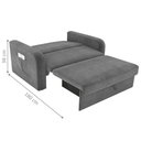 Ver imagem 2 de Sofá Cama Monte da Serra 2 Lugares 140cm Cinza Veludo Matrix
