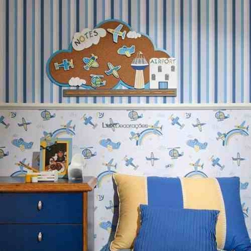 Papel de Parede Infantil para Quarto Bobinex Bambinos Aviões Azul 3306 10Mts - 2