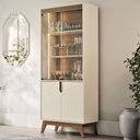 Ver imagem 2 de Cristaleira Portas de Vidro 80cm Cannes Off White/Amendoa Z30 - Mpozenato
