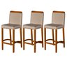 Kit 3 Banquetas Dubai Alta Bar Luxo Pés em Madeira Maciça Área Gourmet Balcão Sacada Hall Cor Bege - 1