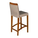 Ver imagem 4 de Kit 3 Banquetas Dubai Alta Bar Luxo Pés em Madeira Maciça Área Gourmet Balcão Sacada Hall Cor Bege