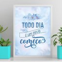 Ver imagem 2 de Quadro Todo dia um novo começo 24x18cm:Madeira branca