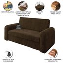 Ver imagem 3 de Sofá Cama Versátil 2 Lugares Veludo Selmer Marrom