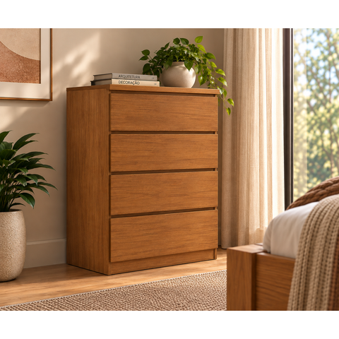 Cômoda Urbano 04 Gavetas 100% MDF Cor Cedro