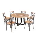 Ver imagem 1 de Mesa Jantar Redonda Prato Giratório Clarisse 1,60m Madeira 6 Cadeiras Paris Base Alumínio Natural