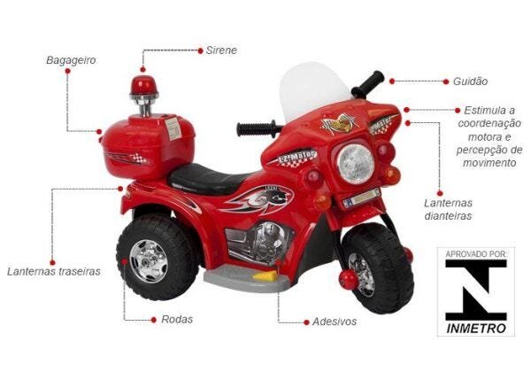 Mini Moto Elétrica infantil da Fácil Tec - 4 cores - Selo do Inmetro 