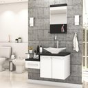 Ver imagem 1 de Conjunto Balcão C-cuba L38 e Espelheira Legno 831 Branco Chess C-nogal Branco Chess C-preto Ônix