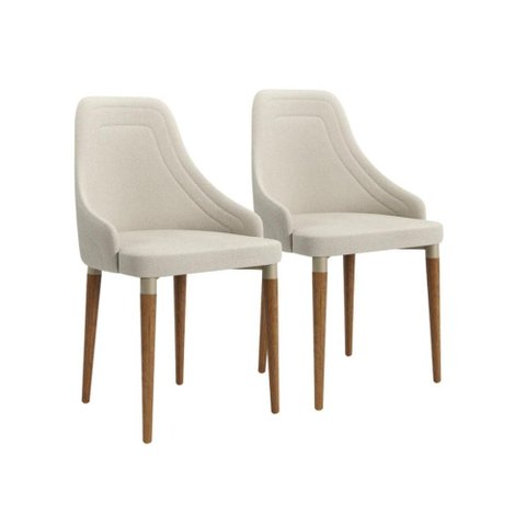 Conjunto 2 Cadeiras de Jantar Evelyn Champanhe Mesa Cozinha Soft Palha