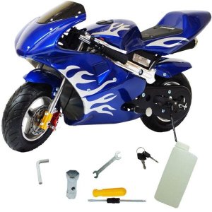 Mini Moto Infantil Gasolina 2 Tempos 49CC Speed Ninja GP Esportiva Importway WVPR-204 Azul