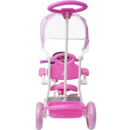 Triciclo Motoca Infantil Passeio com Empurrador Pedal Luz Som Capota Importway Bw-003 Rosa - 4