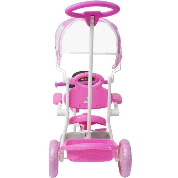 Motoca Infantil Triciclo Rosa com Empurrador