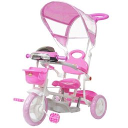 Triciclo Motoca Infantil Passeio com Empurrador Pedal Luz Som Capota Importway Bw-003 Rosa - 1