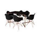 Ver imagem 2 de Mesa Jantar Industrial Retangular Preta 137x90cm Base V Cobre com 6 Poltronas Pretas Eames Eiffel Ba
