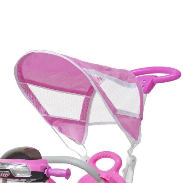 Triciclo Motoca Infantil Passeio com Empurrador Pedal Luz Som Capota  Importway BW-003 Rosa