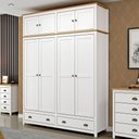 Ver imagem 1 de Guarda Roupa Finestra Topázio 4 Portas 2 Gavetas Branco c/ Carvalho
