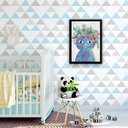 Ver imagem 2 de Quadro Ilustração Infantil Gatinha Azul 45x34cm - com vidro:Madeira preta