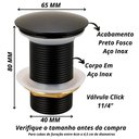 Ver imagem 2 de Valvula Lavatorio Pia Banheiro Click 1 1/4 Inox Preto Fosco