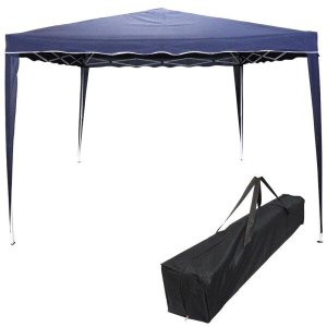 Tenda Gazebo Articulada 3x3 M Barraca Praia Camping Sanfonada Dobravel Azul Alumínio com Bolsa