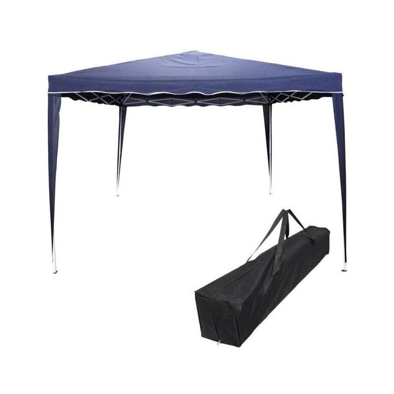 Tenda Gazebo Articulada 3x3 M Barraca Praia Camping Sanfonada Dobravel Azul Alumínio com Bolsa