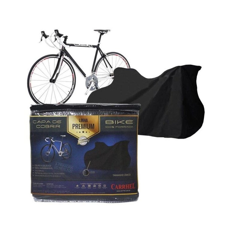 Capa Cobrir Bicicleta Bike Protetora Couro Ecológico Premium Forrada Impermeável até Aro 29 Carrhel