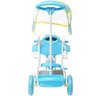 Triciclo Motoca Bicicleta 3 Rodas Infantil Passeio com Empurrador Pedal Luz Som Capota Azul - 3