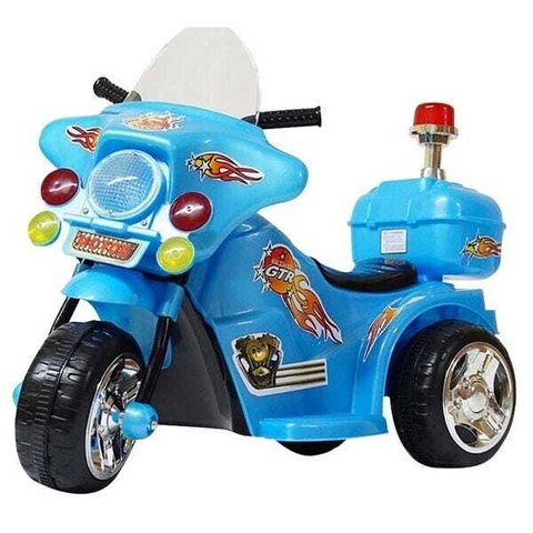 Mini Moto Elétrica Triciclo Criança Infantil Bateria 6v Importway Bw006-az Azul Polícia Bivolt