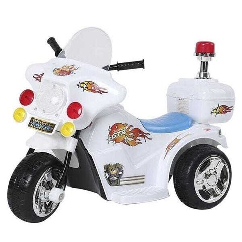 Mini Moto Elétrica Triciclo Criança Infantil Bateria 6v Importway Bw006-br Branca Polícia Bivolt