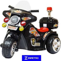 Mini Moto Elétrica Triciclo Criança Infantil Bateria 6v Importway Bw006-pr Preta Polícia Bivolt - 1