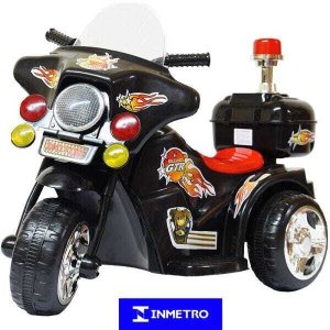 Mini Moto Elétrica Triciclo Criança Infantil Bateria 6v Importway Bw006-pr Preta Polícia Bivolt