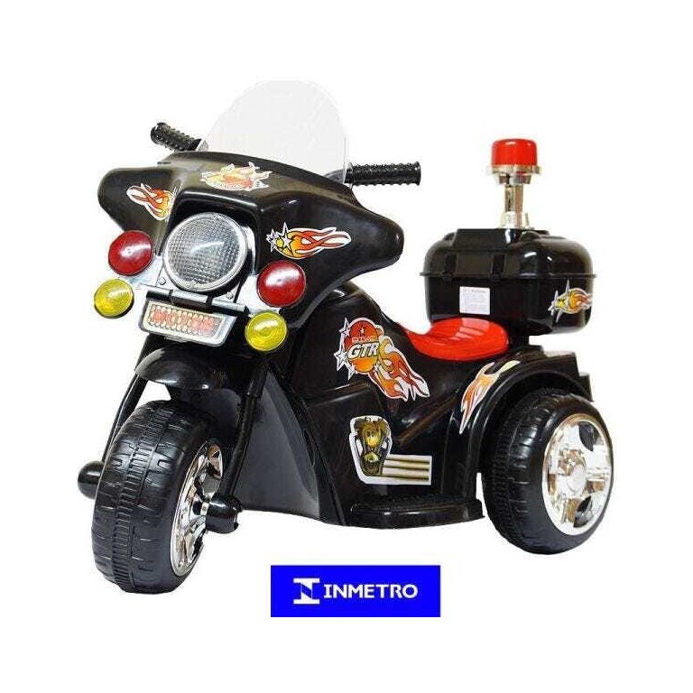 Mini Moto Elétrica Triciclo Criança Infantil Bateria 6v Importway Bw006-pr Preta Polícia Bivolt