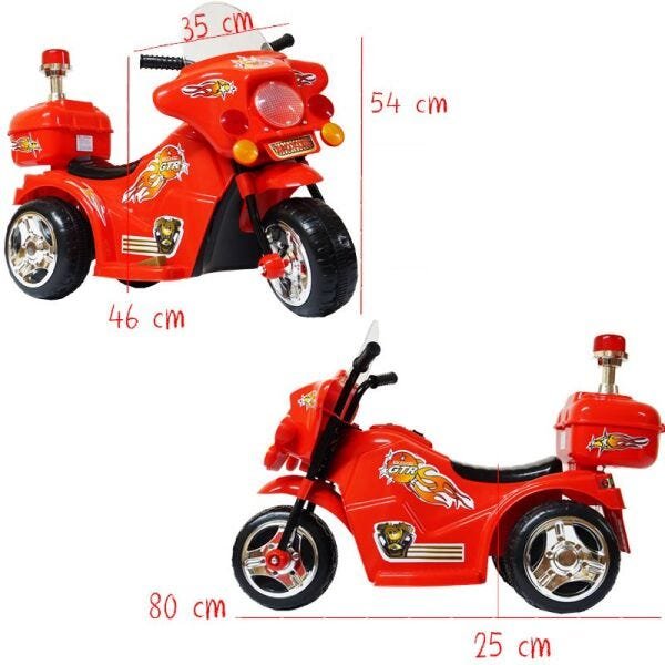 Mini Moto Elétrica Infantil Triciclo Criança Bateria 6V Importway BW002-R  Rosa Polícia Bivolt - BEST SALE SHOP