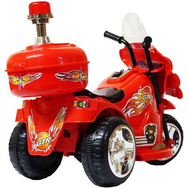 Mini Moto Elétrica Triciclo Criança Infantil Bateria 6v Importway Bw006-vm Vermelha Polícia Bivolt - 4