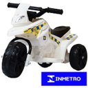 Ver imagem 1 de Mini Moto Elétrica Triciclo Criança Infantil Bateria 6V Branca Polícia Bivolt