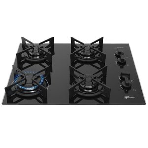 Cooktop Fit Line Fischer 4 Bocas Vidro Preto Chama Rapida  bivolt  36310-102671
