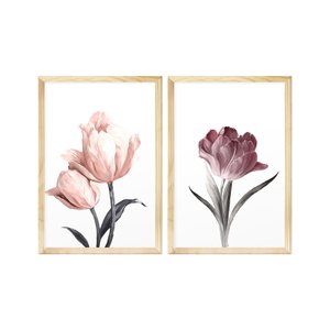 Kit 2 Quadros Decorativos Flores Rosas Quarto com Moldura