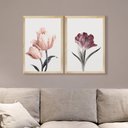 Ver imagem 3 de Kit 2 Quadros Decorativos Flores Rosas Quarto com Moldura