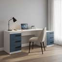 Ver imagem 1 de Conjunto Escritório Escrivaninha e Mesa Auxiliar 3 Gavetas 40cm Lisboa Politorno Móveis